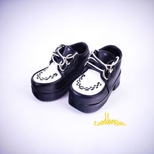 1/4 1/3 BJD Doll Racing Style Shoes Thick Sole Lace-up Shoes Black White Spliced