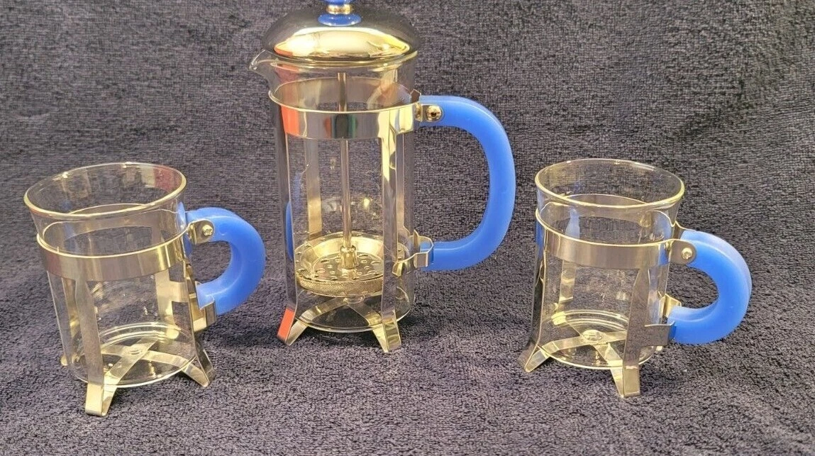 Tee & Coffee Set; Coffee Press & 2 Cups in Box by Waltz