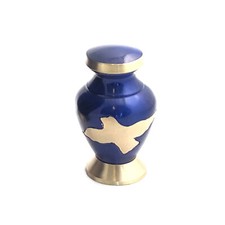 Well Lived  Small Brass Blue Glossy Keepsake Cremation Urn Set of 4