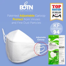 10 PACK KF94 WHITE BOTN Protective Face Mask Adult Made in Korea KFDA Approved