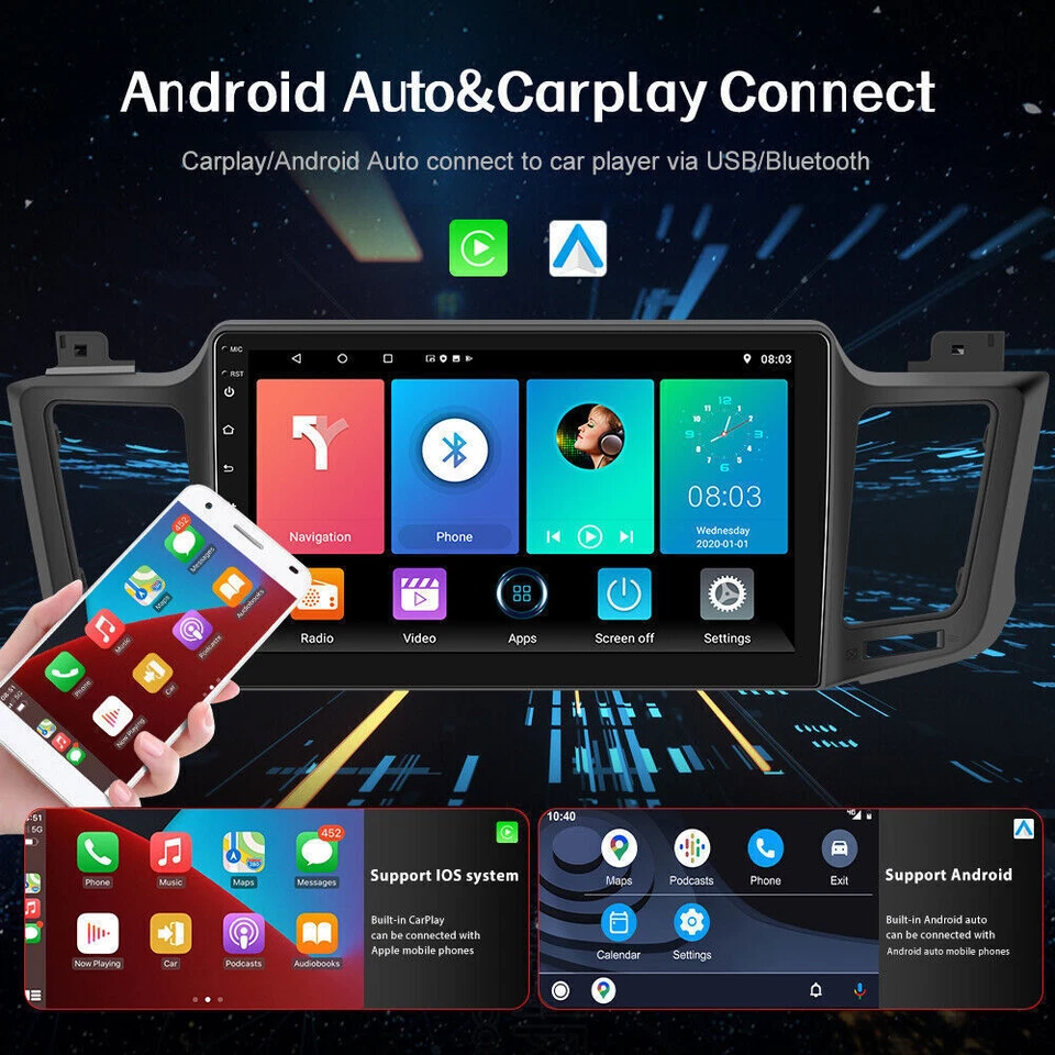 Radio GPS estéreo para automóvil 4G+64G Android 15 Apple Carplay para Toyota RAV4 2013-2018 Foto 4 de 4