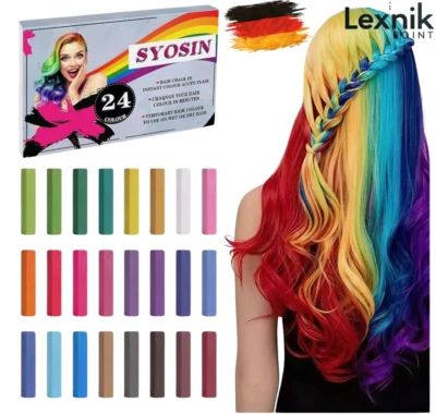 SYOSIN Haarkreide Haar Kreide Für Mädchen Temporäre Haarfarbe Kinder 24 Farben Set