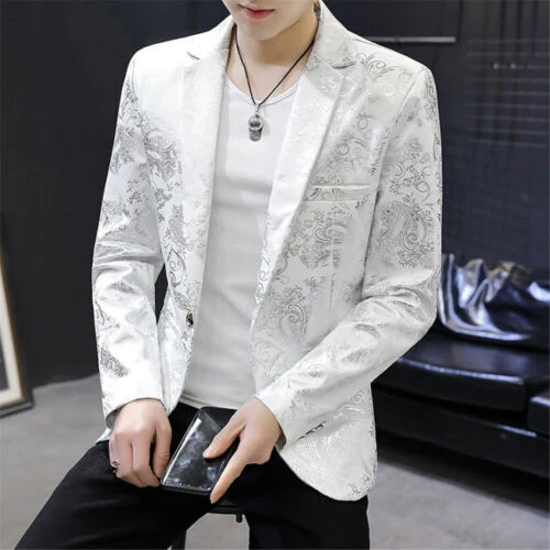 Men Jacket Formal Work Blazer Business Casual Button Slim Fit Suit Coat Tops - Picture 9 of 14