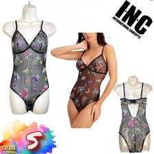 NWT INC Women's S Embroidered Mesh Bodysuit Tropical Floral 100122807 40