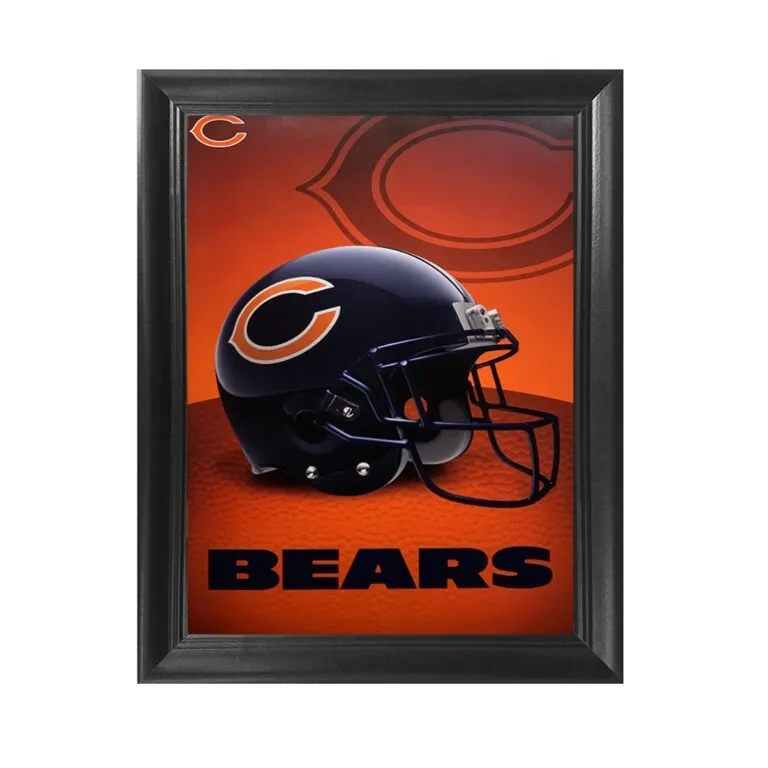 Chicago Bears Orange and Blue Helmet NFL Wood Framed Textured Picture Print