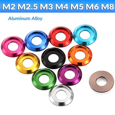 COOBETTER M2 - M8 Anodized Aluminum Alloy Washers for Button Pan Head Bolt Gasket Colorful