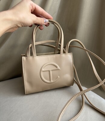 Beige Mini Telfar Vegan Cream Leather Shopping Bag Crossbody Small Nude Neutral
