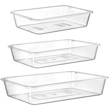 Clear Plastic Rectangle Storage Tray Multi Purpose Kitchen Fridge Home Basket