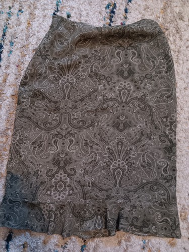 Kathy Ireland Olive Green Paisley Floral Skirt Medium Pics For Measurements (Ch)