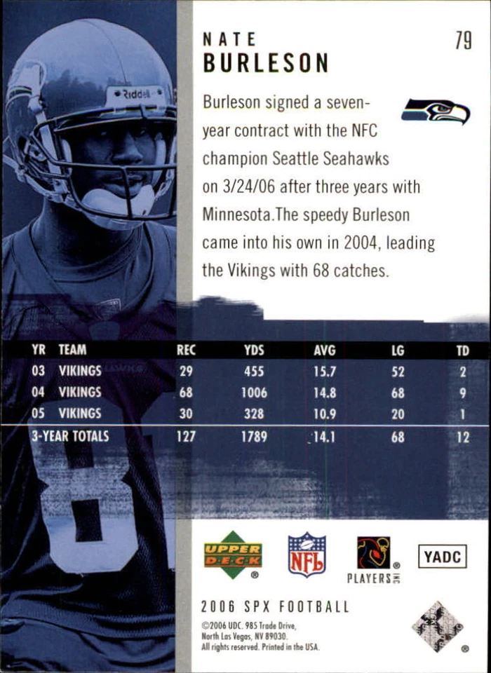 A2087- 2006 SPx #79 Nate Burleson - NM-MT - Image 2 of 2