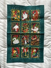 Vintage Ulster Weavers 12 Days of Christmas Tea Towel 100% Irish Linen