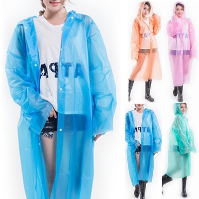 Women Raincoat Hooded Clear Waterproof 