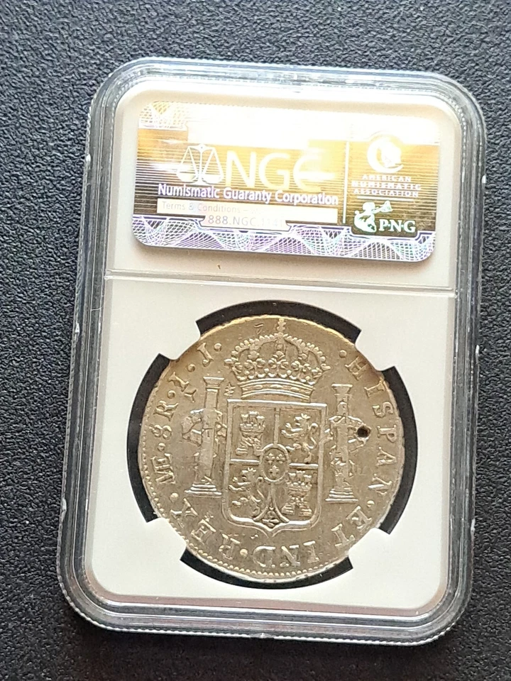 1788 LIMA IJ Peru 8 Realles NGC graded Chop marks XF details - Image 4 of 4