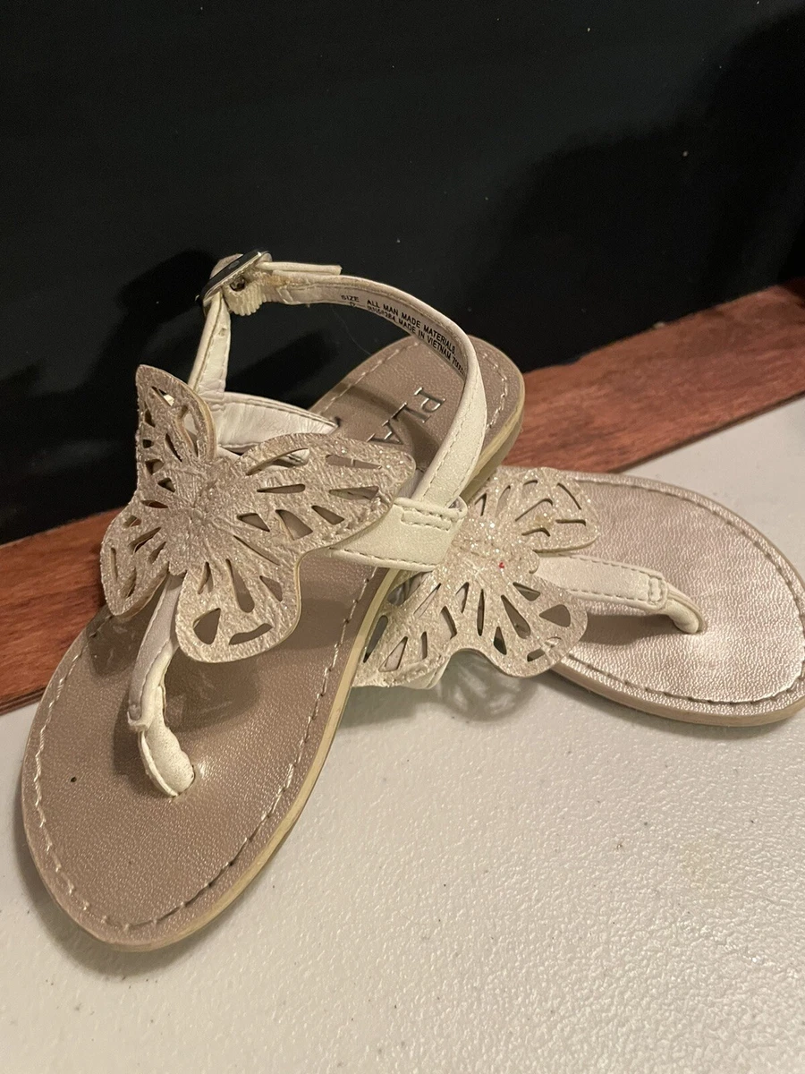 The Children s Place Girls Size 5 Toddler White Butterfly Sandals