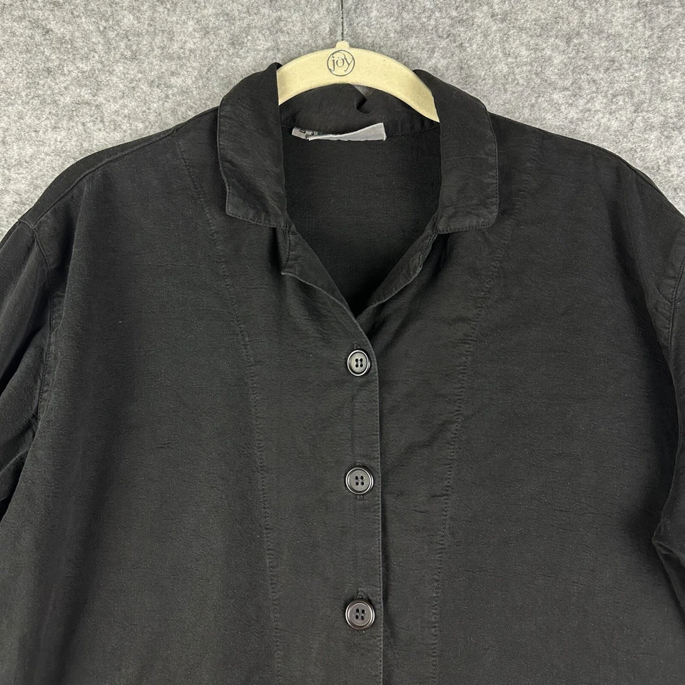 Блузка Tianello на пуговицах топ женщин размер S черный негабаритный основной минимальный LS * - Изображение 2 из 4