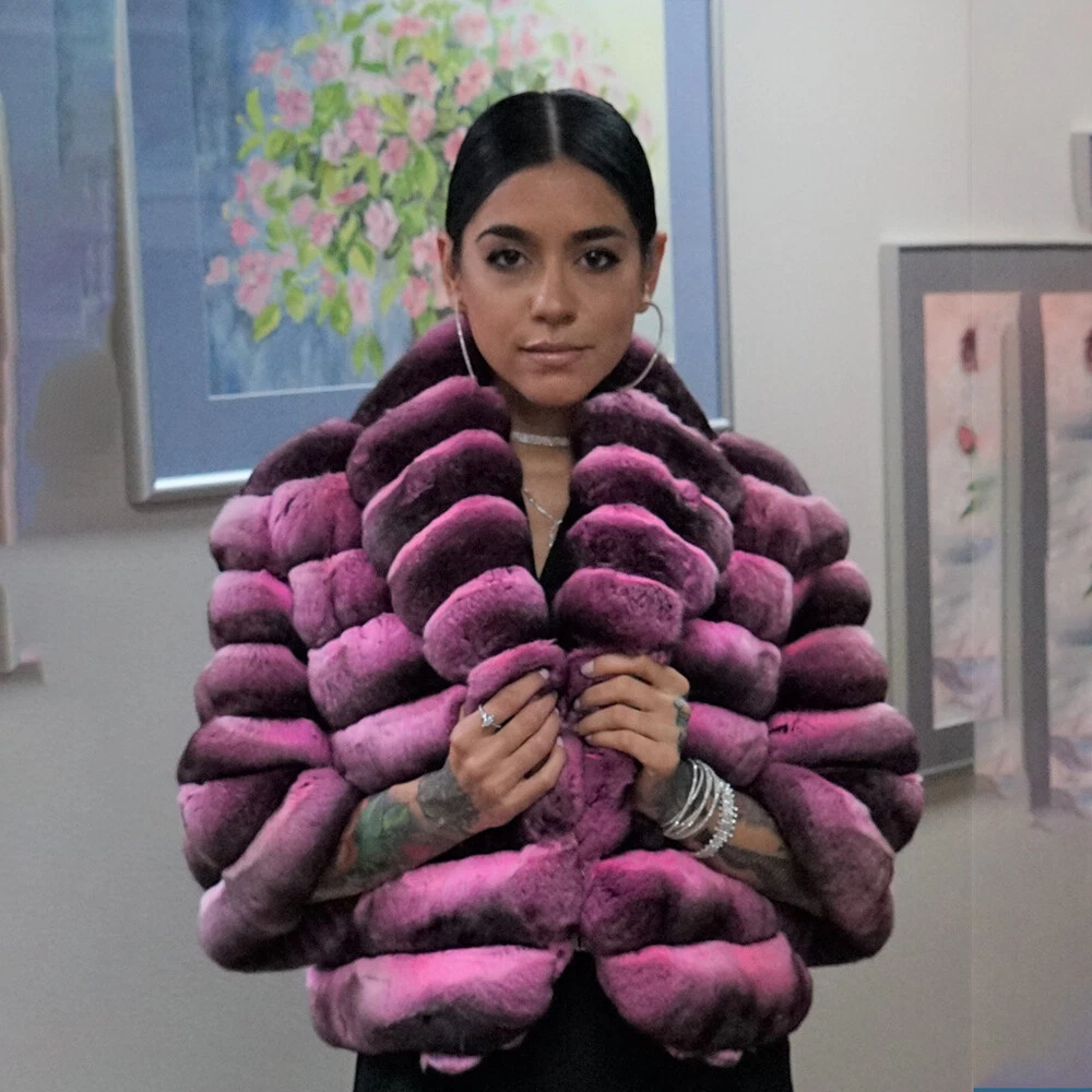 Pink chinchilla coat clearance