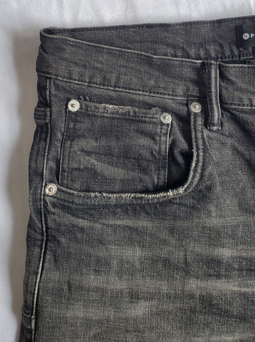 PURPLE-BRAND P002(GEB)SLIM STRETCH BLK/GRY DENIM DISTRESSED PURPLE-BRAND P002(GEB)SLIM STRETCH BLK/GRY DENIM DISTRESSED