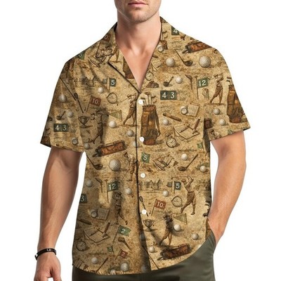 Vintage Golf Hawaiian Shirt Retro Golfer Beach Summer Men's
