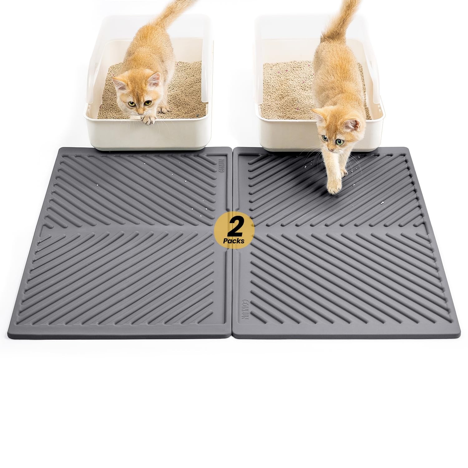 Tapis de litière chat pour appartement propre : lot de 2 protections de sol en silicone
