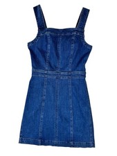 Madewell Blue Medium Wash Apron Bow-Back Denim Mini Dress Women's Size 4