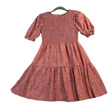 Wild Fable Pink Smocked Floral Short Puff Sleeve Cottage Dress Womens Size XS