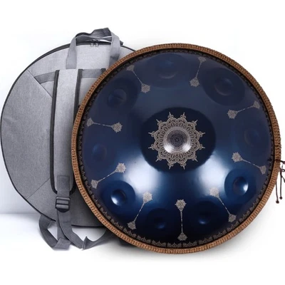 Handpan 22 Pouces 440Hz Ré Mineur 10 Notes Bleu Mandala Instrument de Percussion - Photo 1/4