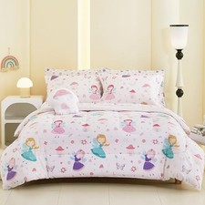 Size Comforter Sets for Girls Kids, 6 Pieces Bed in a Bag Twin Pink Fairy