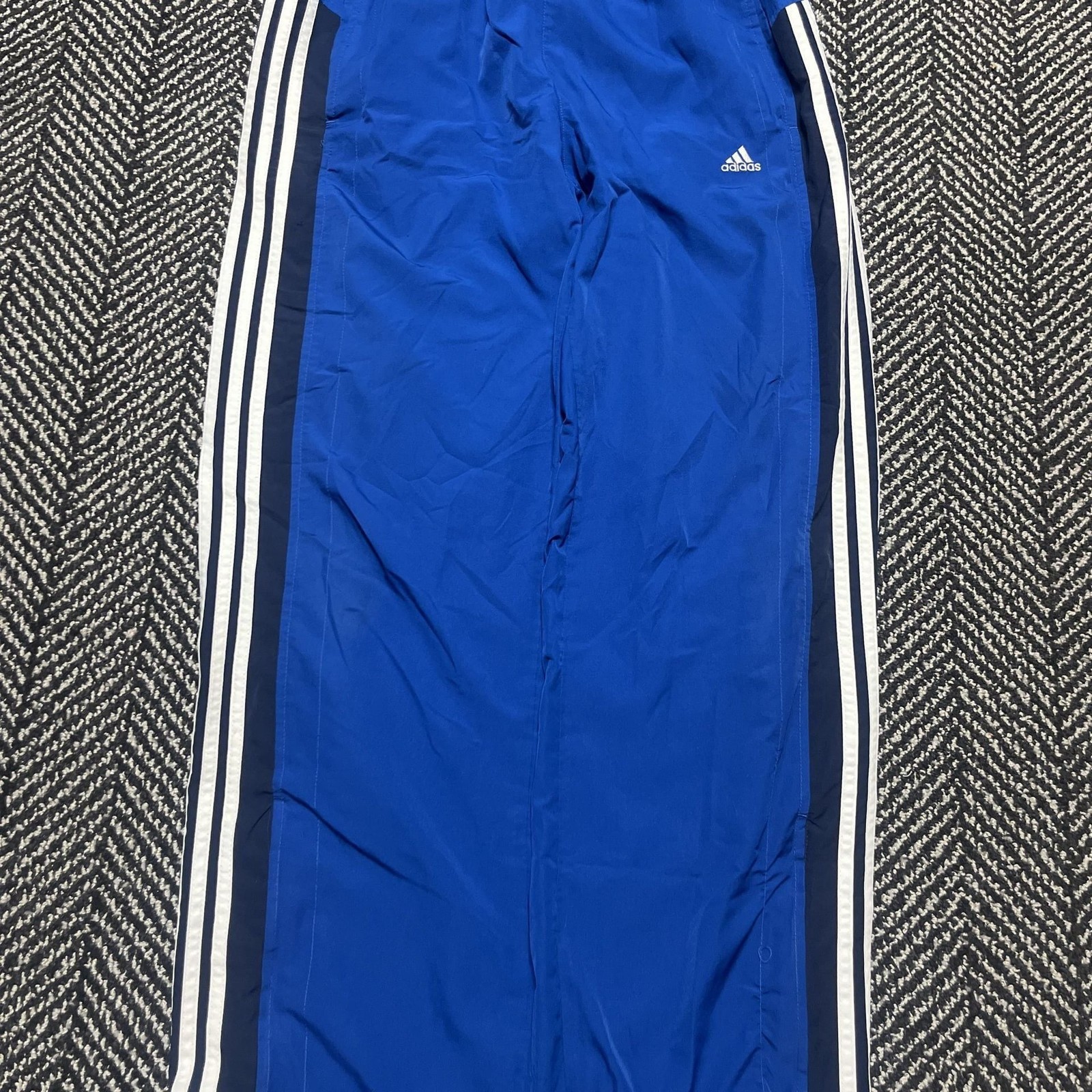 Vintage Adidas 3-Stripe Embroidered Logo Blue Nylon Track Pants Y2K