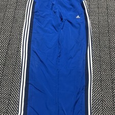 Vintage Adidas 3-Stripe Embroidered Logo Blue Nylon Track Pants Y2K