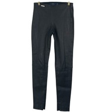 Polo Ralph Lauren Leggings Women's S/P Black 100 Lamb Leather Ankle Zip
