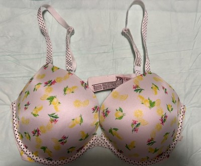 Victorias Secret Yellow First Bra Polka Dots Straps Push Up Size 38C