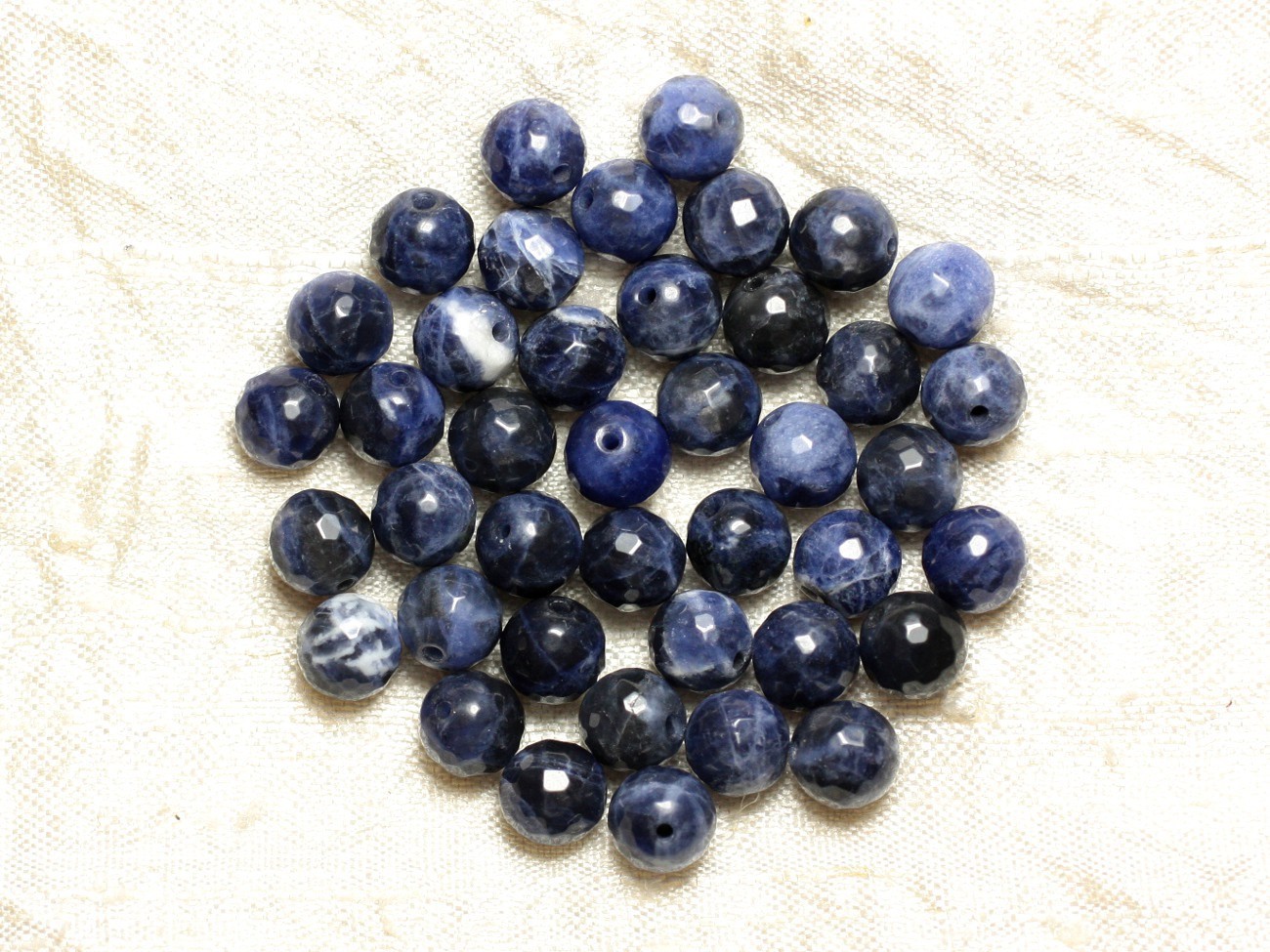 Perles Pierre Sodalite Boules Facettées de 8mm bleu noir pour ateliers créatifs