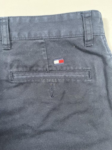 Tommy Hilfiger Shorts Mens 33 Navy Pleated Chino Cotton Zip Fly Flag Logo Casual - Picture 5 of 5