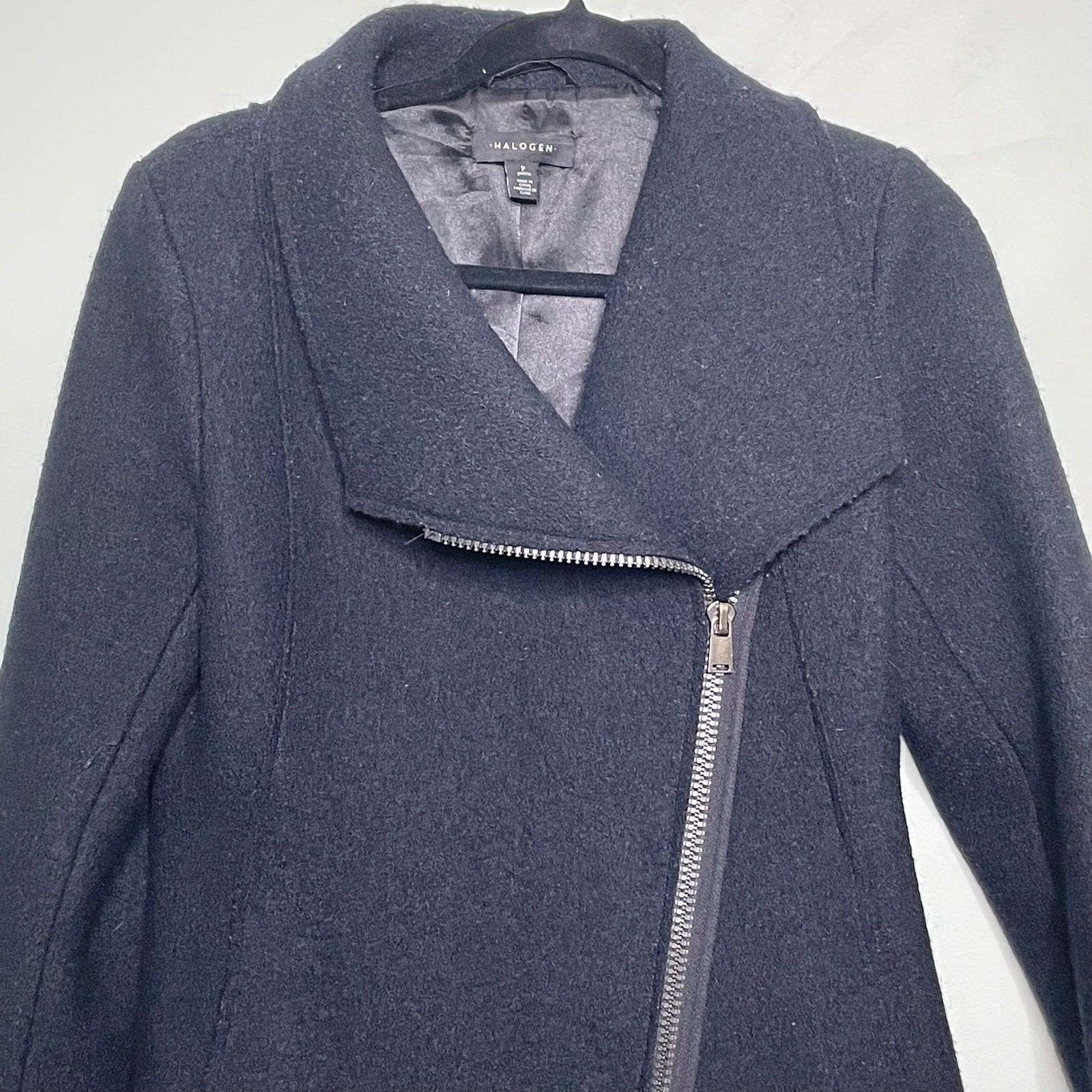 Halogen Wool Coat Jacket Mid Length Asymmetrical … - image 3