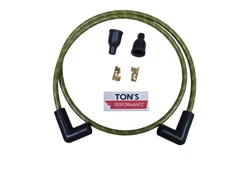 48" OLD SCHOOL VINTAGE BRAIDED CLOTH GREEN YELLOW SPARK PLUG WIRE 8MM HARLEY