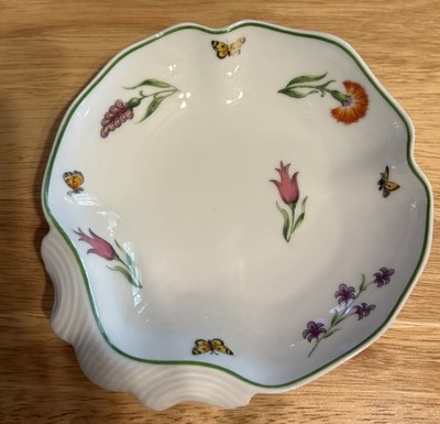 Tiffany & Co Limoges France Tiffany Garden Clam Shell Bowl Porcelain Floral - V