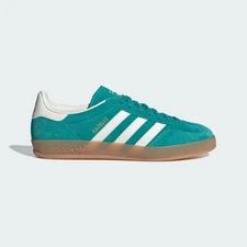 Adidas Gazelle Indoor Trainers in Pure Teal/Off White/Gold Metallic Shoes