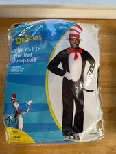 Dr. Seuss Cat In The Hat Adult Jumpsuit Spirit LG/XL with hat (no gloves) EUC