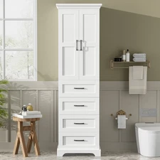 71.6"Free-Standing Bathroom Vanity w 2 Damping-Hinge Doors, Adjustable Shelves