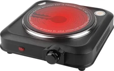 Countertop Infrared Single Burner, 1200W Electric Hot Plate With 7.5 Ceramic And