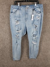 Rue 21 Plus Curvy High Rise Skinny Jeans Womens 22 Light Blue Denim Distress NWT