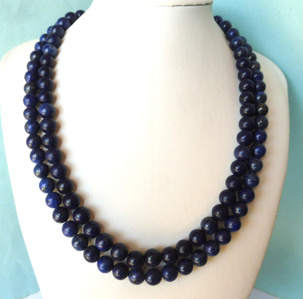 Collier Lapis Lazuli 435 Cts de qualité gemme avec fermoir en pierre