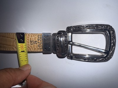 BRIGHTON WOMENS LEATHER REVERSIBLE BELT X White/Tan Sz M 30. 33\