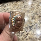 Vintage Mexican Biker Indian chief enamel brass tone ring size 10
