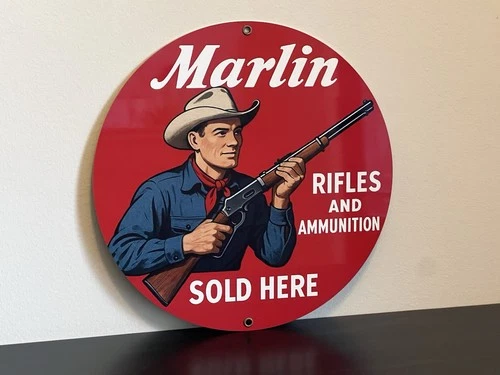Marlin  Arms Rifles Ammunition Vintage Style Metal Sign Hi Gloss