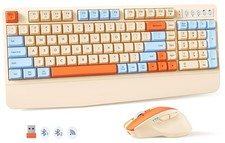 Cute Wireless Keyboard and , Colorful Keycap, Bluetooth Ergonomic Rechargeabl...