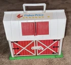 Vintage Fisher Price red Barn play house for little people 1969 ? era play Sound