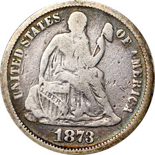 1873-P Seated Liberty Dime - Open 3 - No Arrows