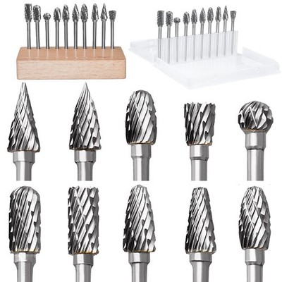 10Pcs 1/8'' Shank Carbide Burr Bits Compatible with Dremel w/ Beech Holder Bit...