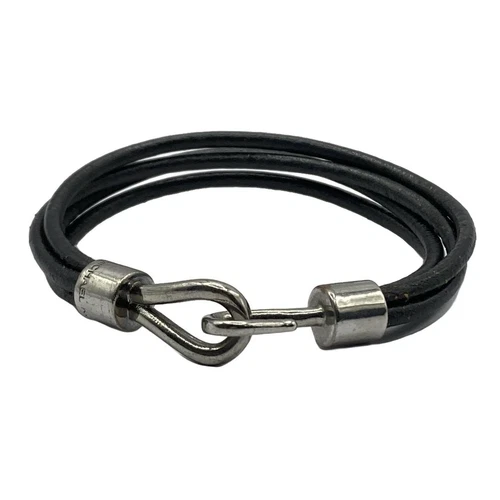 Autentico MICHAEL KORS Bracciale in pelle con ferramenta nera argento